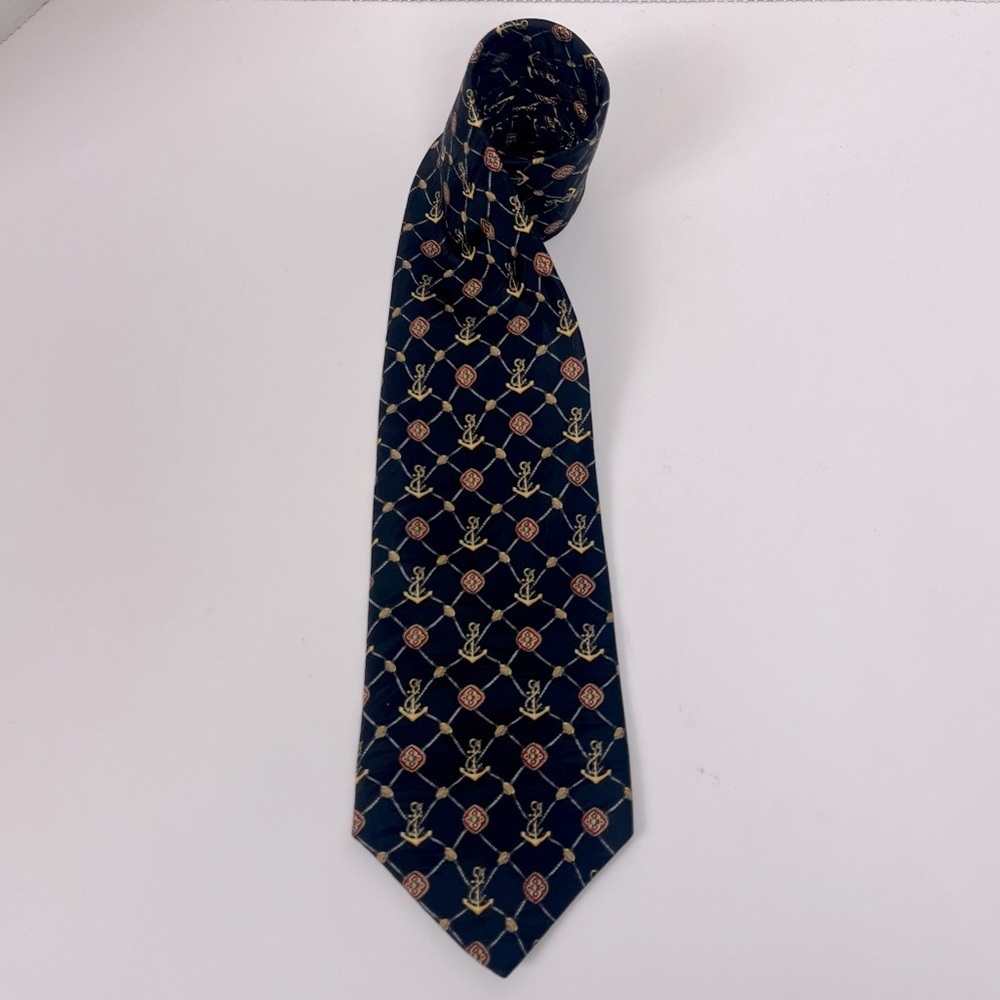 Crooks & Creed London Hand Made 100% Silk Nautical Themed Tie; Cruising, Travel
